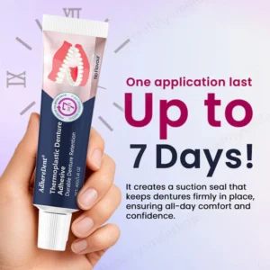 comfortable denture glue close up