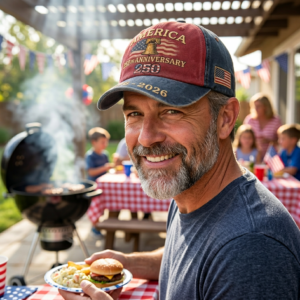a926 red cap before and after patriotic outfit look