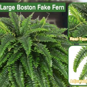 Artificial Boston fern before and after balcony decoration