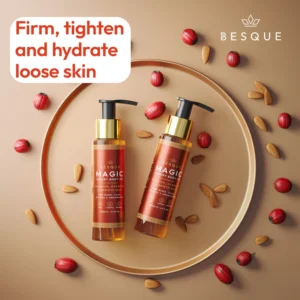 Besque Magic Body Oil before and after results on dry skin