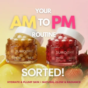 Glow Capsule Combo before and after results on dull skin tone