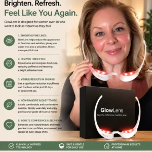 GlowLens Eye Therapy Device before and after results on puffiness