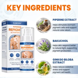 KUBOZN Piperine spray before and after skin repigmentation results