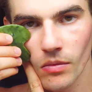Natural Jade Face Roller & Gua Sha for lymphatic drainage