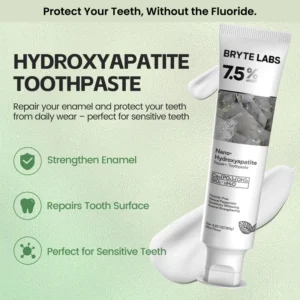 Fluoride-free toothpaste with hydroxyapatite for enamel growth